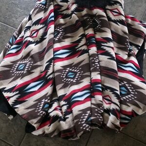 Tribal Patterned Cape with Black and Red Highlights